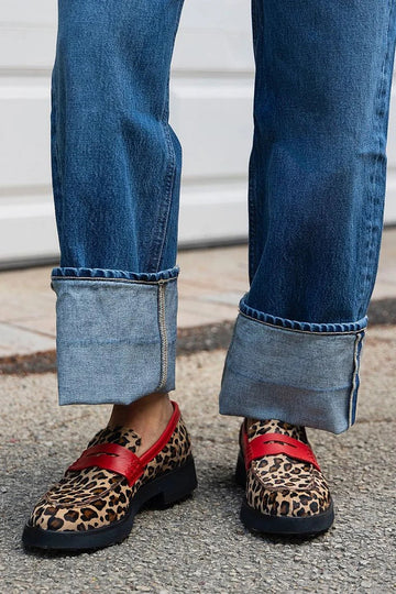 Jackie | Leopard print loafers with red detail