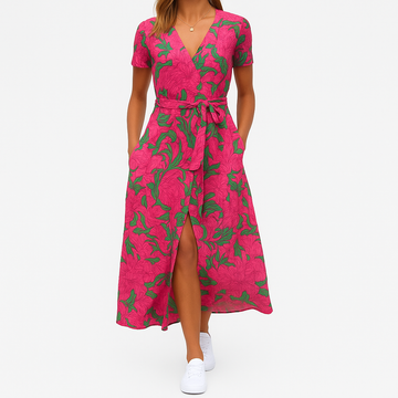 Lina – Floral Wrap Midi Dress
