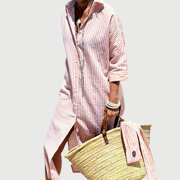 Regina – Striped Button-Up Shirt Dress