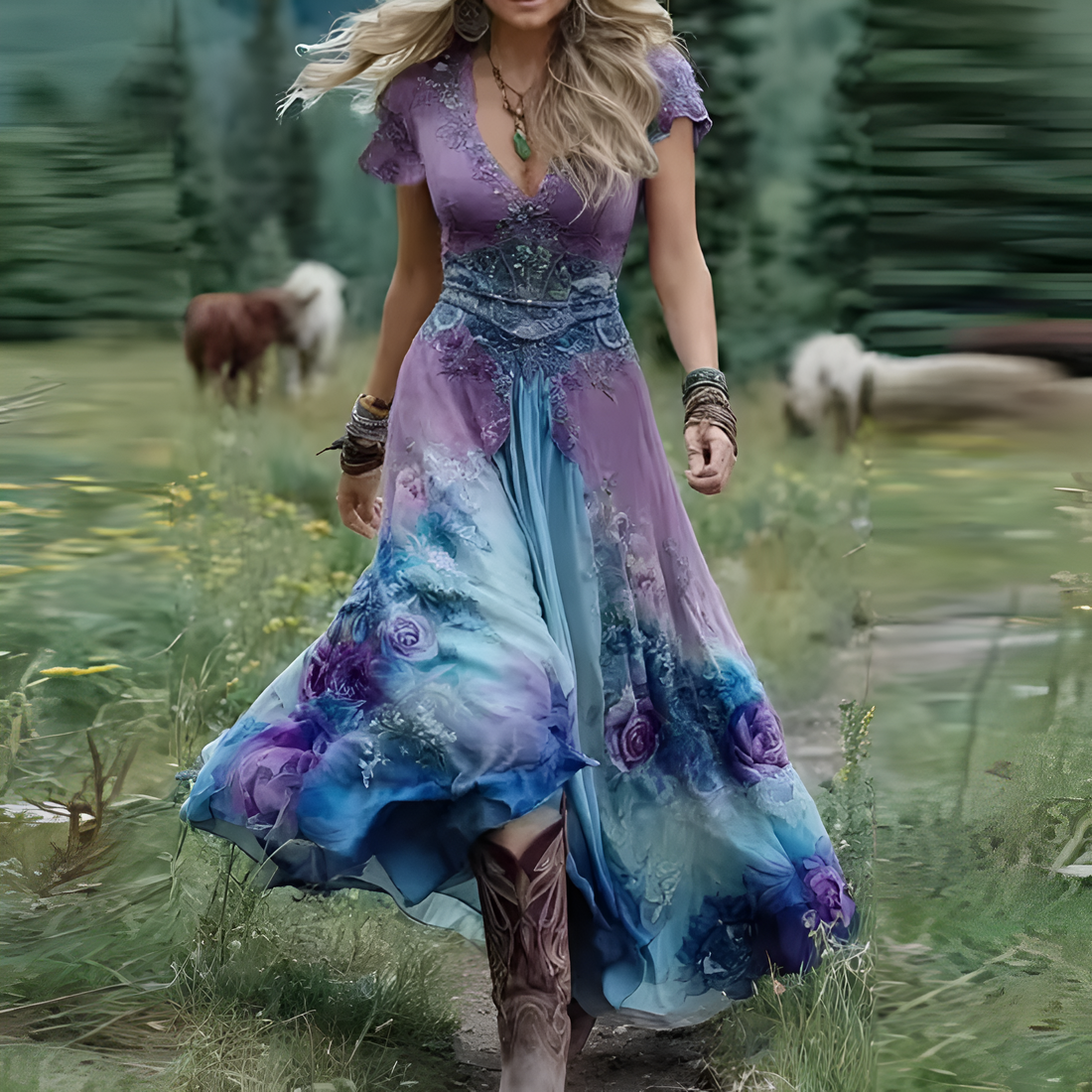 Caitríona - Elegant Floral Dress