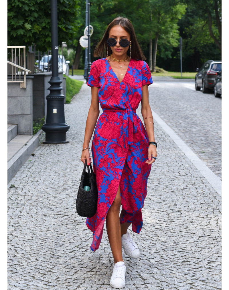 Lina – Floral Wrap Midi Dress