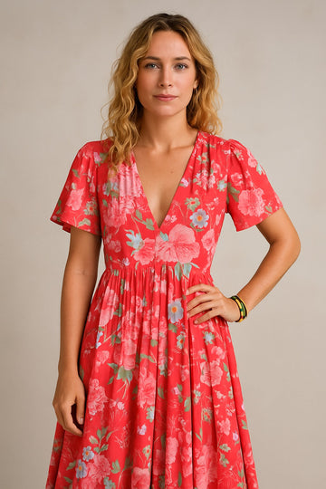 Catrisa | Floral Dress with Pockets and V-Neck