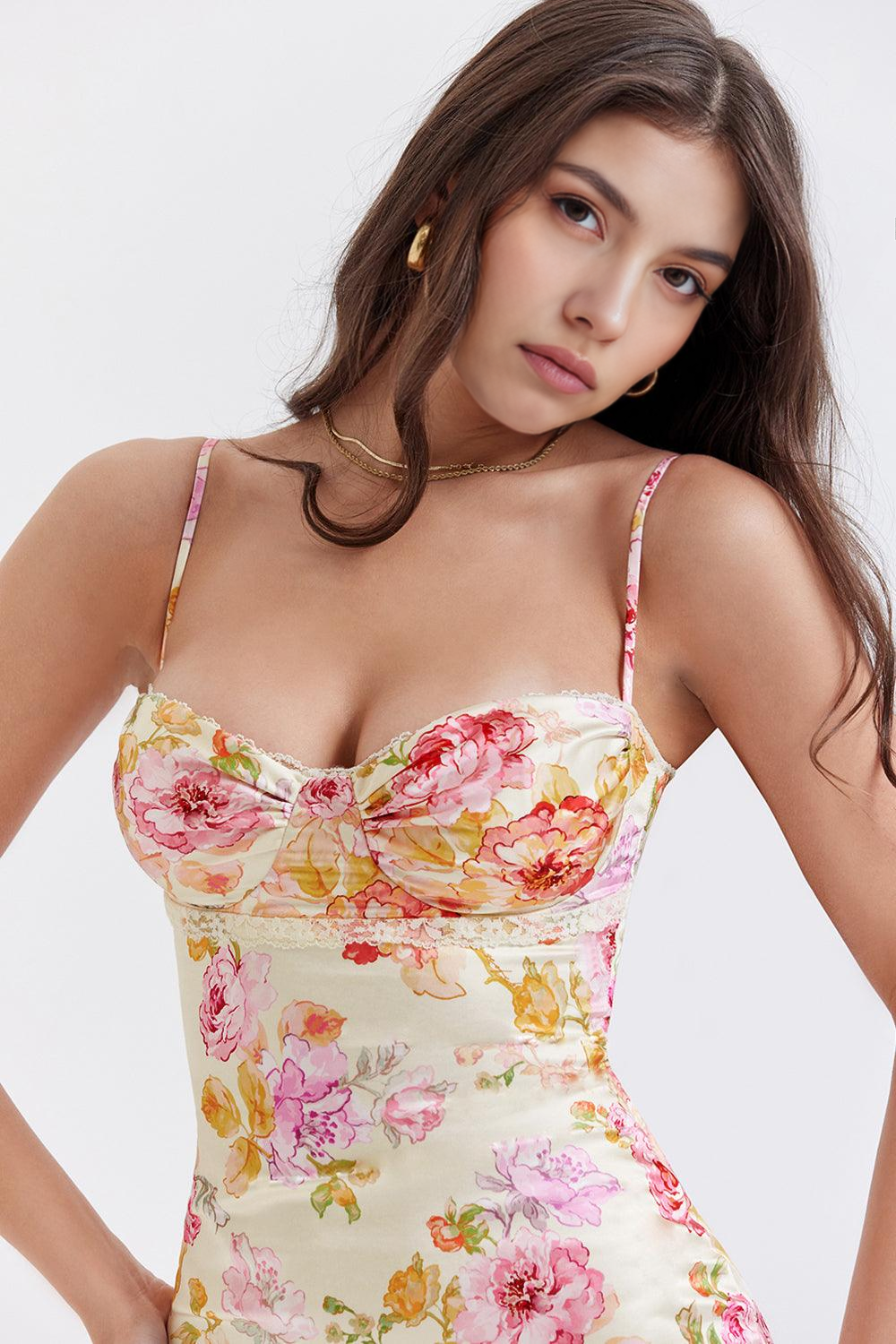 Roseau | Floral Satin Dress