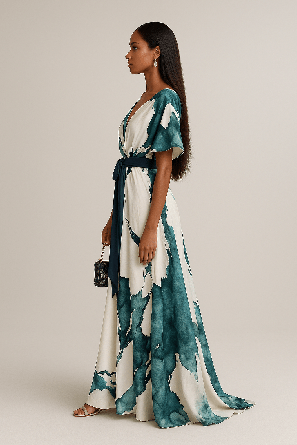 Alina | Watercolour Effect Long Dress