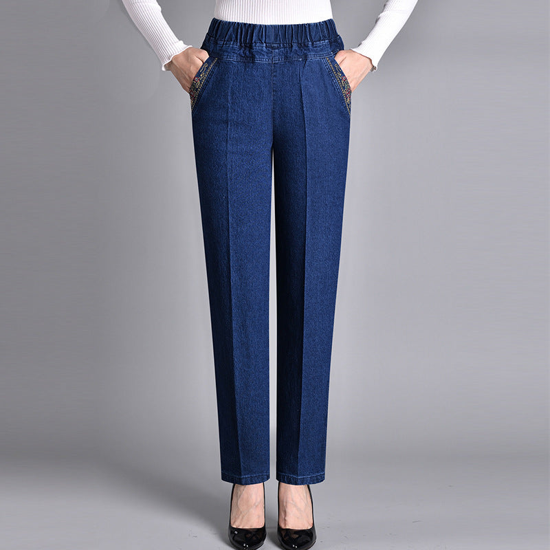 Nikki | Women's jeans with side pockets and elasticated waist