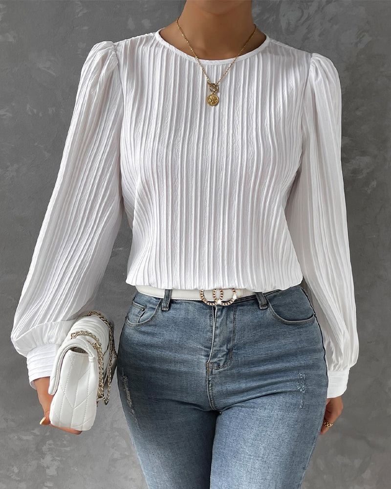 Edith – Textured Long Sleeve Blouse