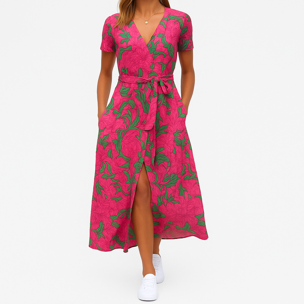 Lina – Floral Wrap Midi Dress
