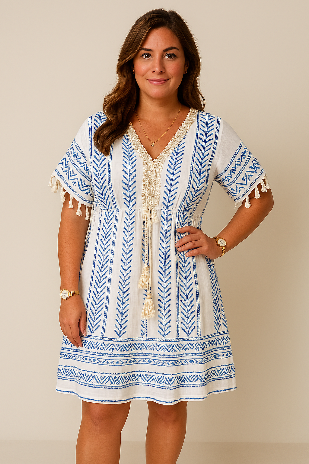 Gail | Vintage Bohemian Dress with Ethnic Pattern