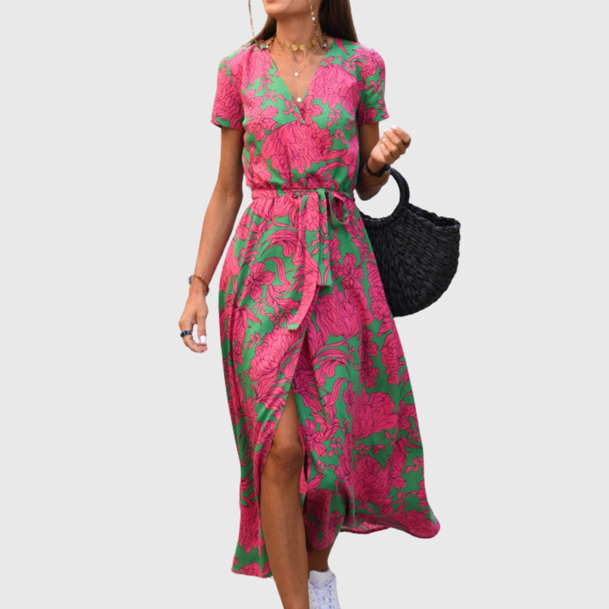 Alina – Floral Wrap Midi Dress