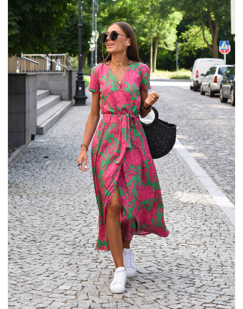 Alina – Floral Wrap Midi Dress