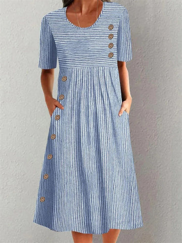 Lenna | Midi Dress in Striped Cotton