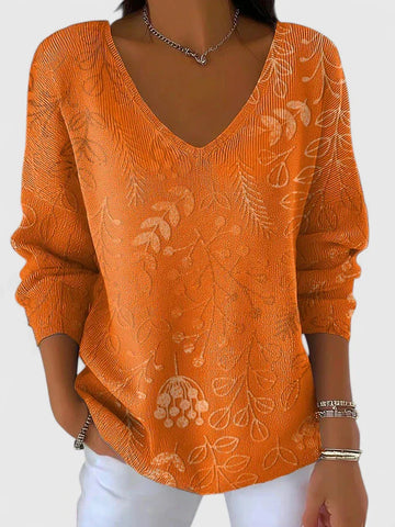 MIRELLE | Cotton Blend Sweater with Leaf Pattern