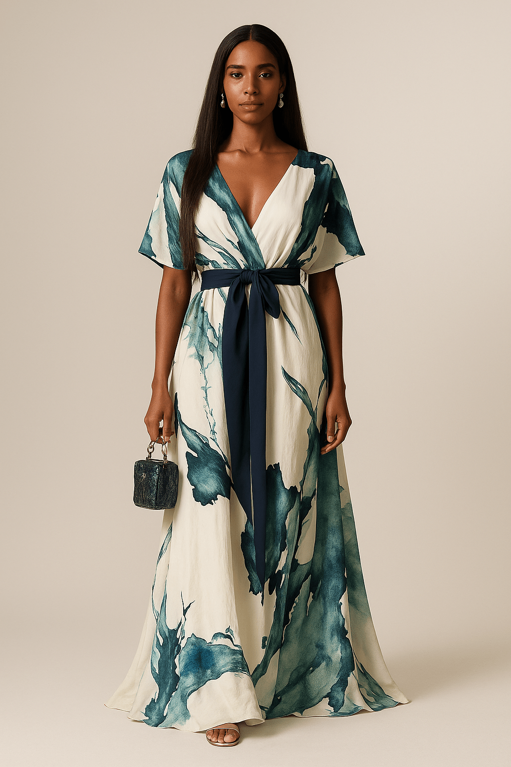 Alina | Watercolour Effect Long Dress